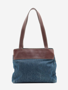 Chanel Blue vintage 2000 CC denim and leather tote bag