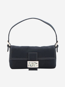 Fendi Dark blue Mamma Baguette canvas shoulder bag