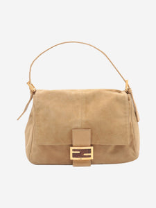 Fendi Neutral suede Mamma Baguette bag