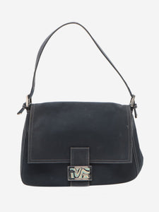 Fendi Dark blue Mamma Baguette canvas shoulder bag