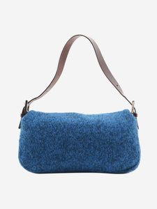 Fendi Blue Mamma Baguette knit shoulder bag