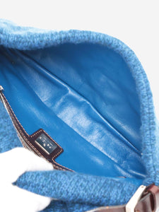 Fendi Blue Mamma Baguette knit shoulder bag