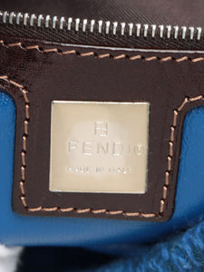 Fendi Blue Mamma Baguette knit shoulder bag