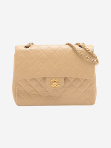 Chanel Beige vintage 1986 lambskin Classic Double Flap bag