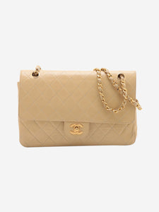 Chanel Beige vintage 1986 medium lambskin Classic Double Flap bag