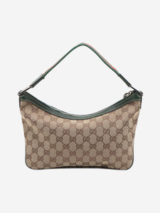 Gucci Brown GG canvas and leather shoulder bag
