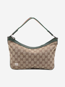Gucci Brown GG canvas and leather shoulder bag