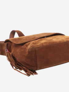Chanel Brown vintage 1996 Coco Mark suede shoulder bag