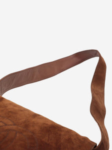 Chanel Brown vintage 1996 Coco Mark suede shoulder bag