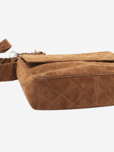 Chanel Brown vintage 1994 suede diamond-quilted shoulder bag