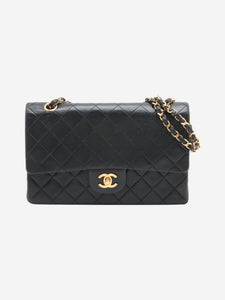 Chanel Black vintage 1986 medium lambskin Classic Double Flap bag