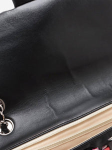 Chanel Black 2010 silk and lambskin Classic Single Flap bag