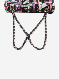 Chanel Black 2010 silk and lambskin Classic Single Flap bag