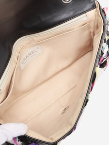 Chanel Black 2010 silk and lambskin Classic Single Flap bag
