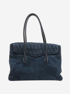 Miu Miu Dark blue Matelassé denim and leather tote bag