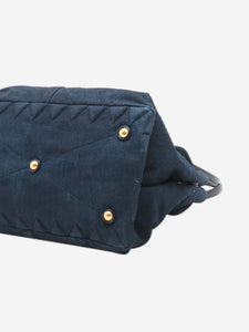 Miu Miu Dark blue Matelassé denim and leather tote bag