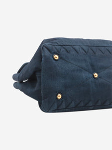 Miu Miu Dark blue Matelassé denim and leather tote bag