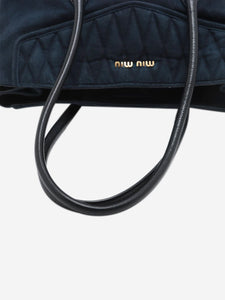 Miu Miu Dark blue Matelassé denim and leather tote bag