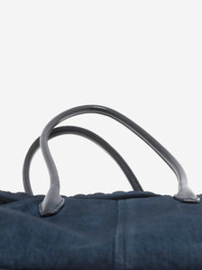 Miu Miu Dark blue Matelassé denim and leather tote bag