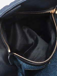 Miu Miu Dark blue Matelassé denim and leather tote bag