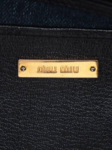 Miu Miu Dark blue Matelassé denim and leather tote bag