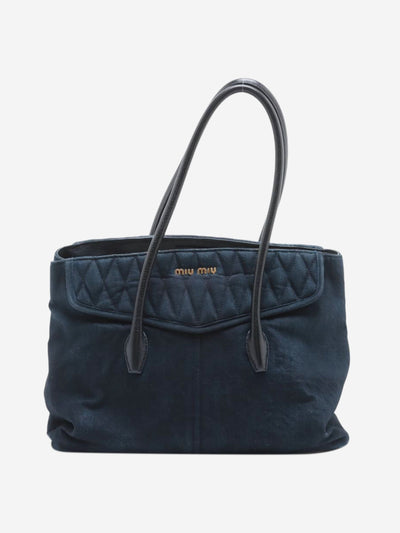 Dark blue Matelassé denim and leather tote bag Tote Bags Miu Miu 
