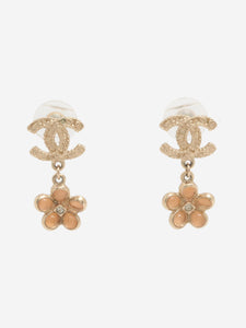 Chanel Gold Coco Mark A18V flower-drop earrings