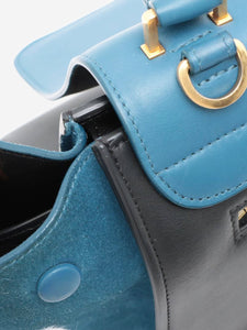 Celine Blue Trapeze leather and suede 2way bag