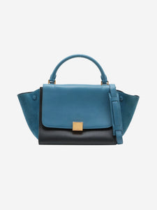 Celine Blue Trapeze leather and suede 2way bag