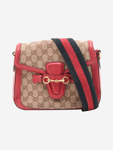 Gucci Brown and red GG canvas and leather bag