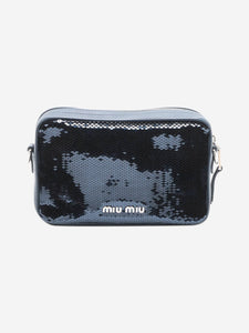 Miu Miu Dark blue sequin logo pouch bag