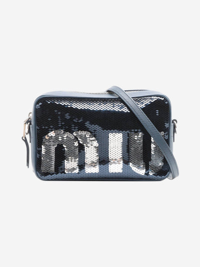 Dark blue sequin logo pouch bag Shoulder bags Miu Miu 