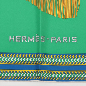 Hermes Green Carré 90 Selle Des Steppes silk scarf