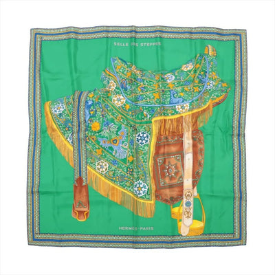 Green Carré 90 Selle Des Steppes silk scarf Scarves Hermes 