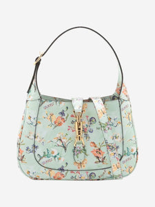 Gucci Pale green limited edition Jackie 1961 floral leather bag