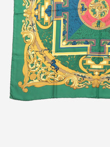 Hermes Green Carré 90 Animaux Solaires silk scarf