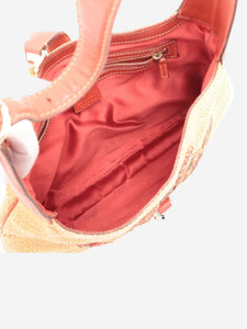 Gucci Neutral New Jackie straw and leather shoulder bag
