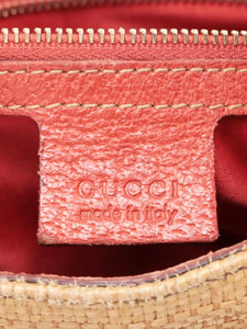Gucci Neutral New Jackie straw and leather shoulder bag