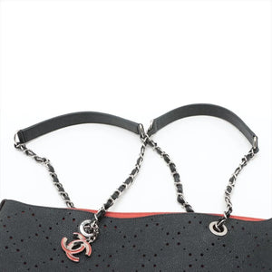 Chanel Black 2017 caviar perforated tote bag