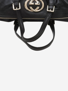 Gucci Black Interlocking G leather top handle bag