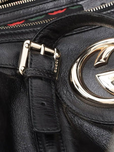 Gucci Black Interlocking G leather top handle bag