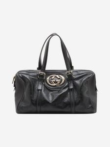 Gucci Black Interlocking G leather top handle bag