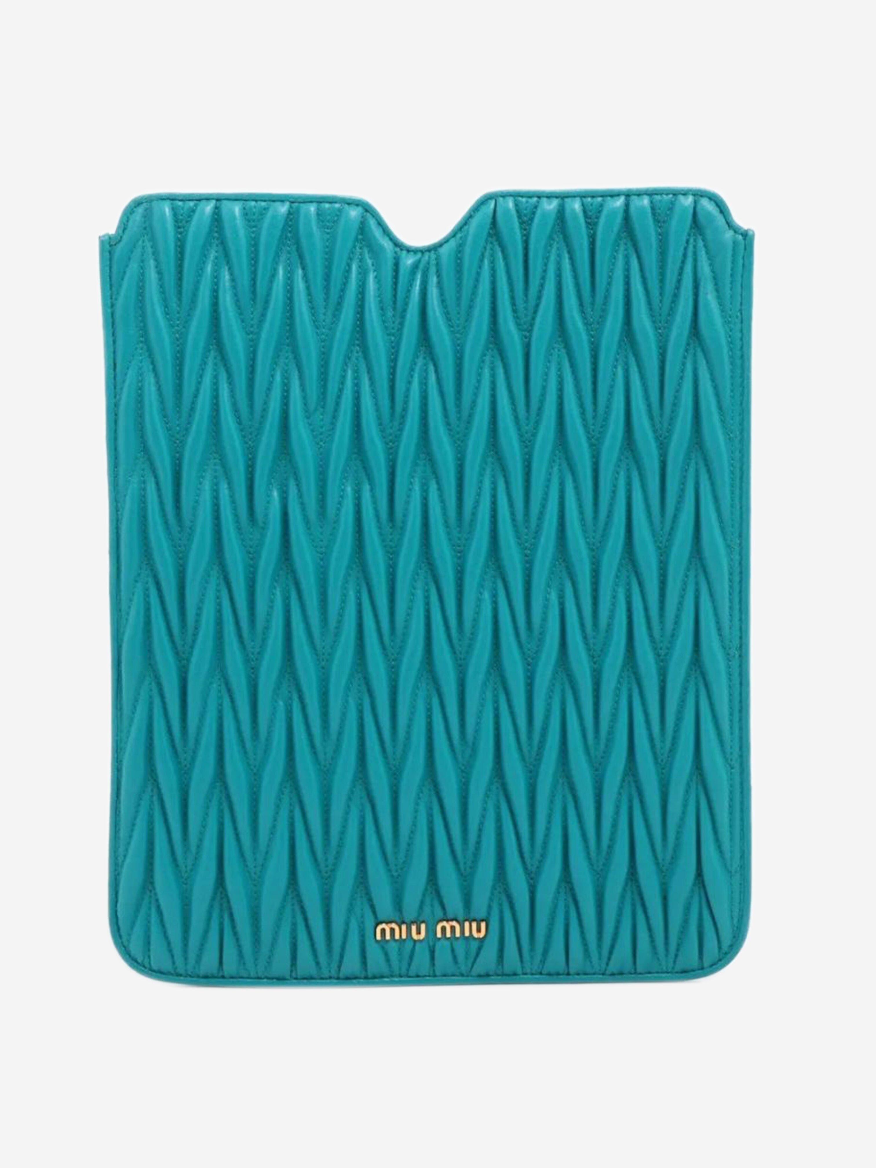 Blue Matelassé leather tablet case Wallets, Purses & Small Leather Goods Miu Miu 
