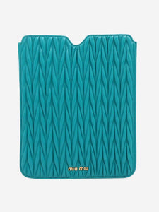 Miu Miu Blue Matelassé leather tablet case