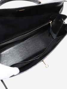 Hermes Noir vintage 1997 Kelly 35 Serie bag in Box Calf leather