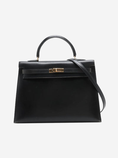 Noir vintage 1997 Kelly 35 Serie bag in Box Calf leather Top Handle Bags Hermes 