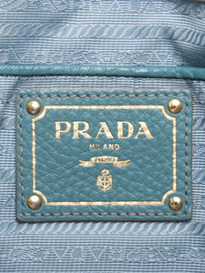 Prada Blue Vitello Daino leather tote bag