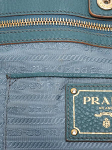 Prada Blue Vitello Daino leather tote bag