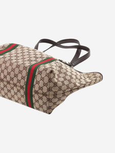 Gucci Brown GG canvas and leather tote bag
