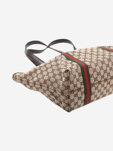 Gucci Brown GG canvas and leather tote bag